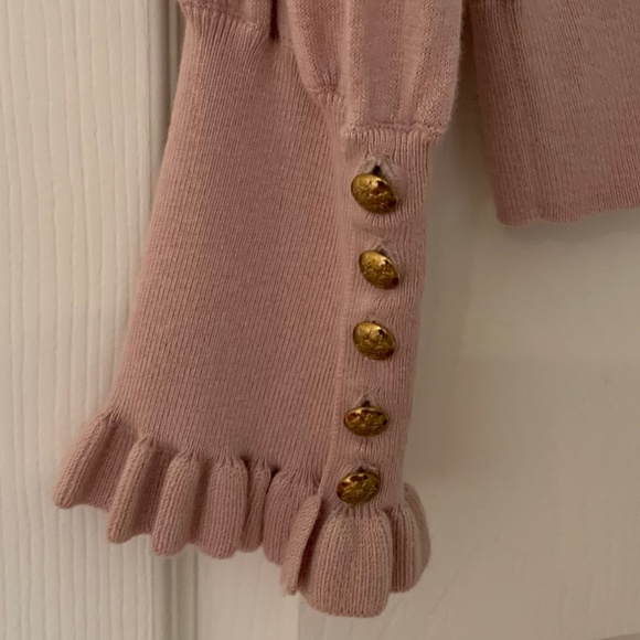 NWHT 🌸 Lauren Ralph Lauren Ruffled Cuffs Sweater Colton/Modal Dusty Ro… - Picture 2 of 8